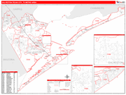 Galveston-Texas City Metro Area Wall Map Red Line Style